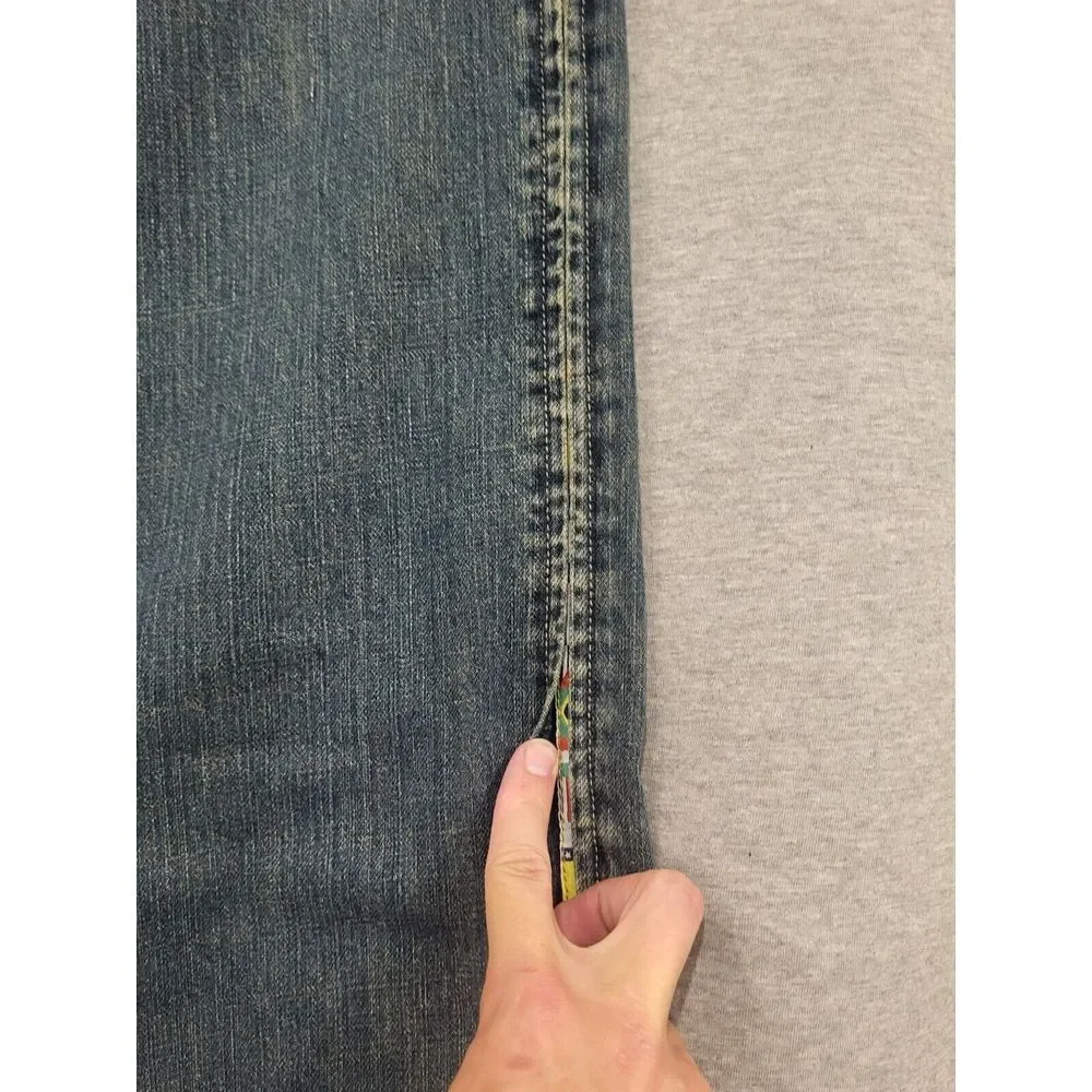 Blanco Label JEANS Blue Denim 34x34 Vintage Y2K‎ Baggy Flag Belt New NWT